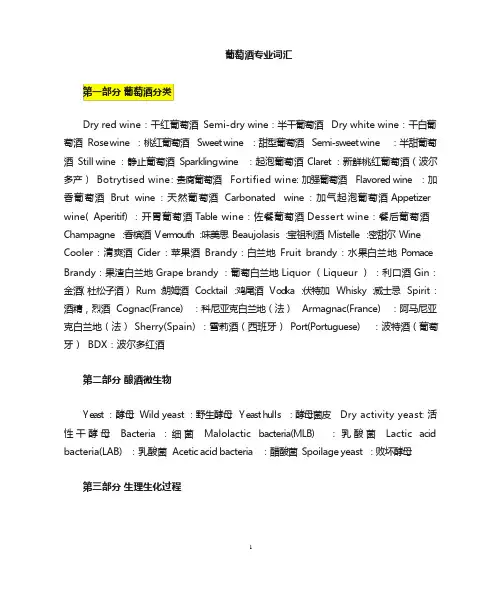 葡萄酒专业英语词汇(很全的)