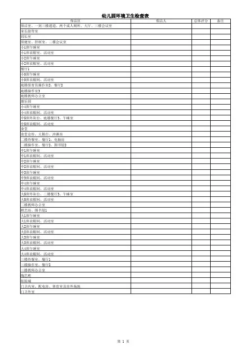 幼儿园环境卫生检查表