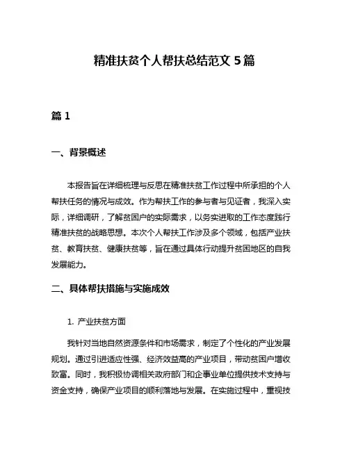 精准扶贫个人帮扶总结范文5篇