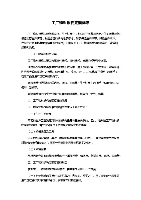 工厂物料损耗定额标准