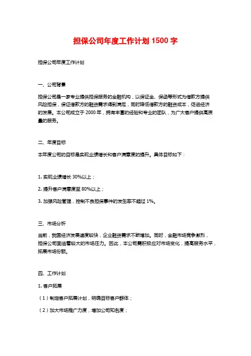 担保公司年度工作计划