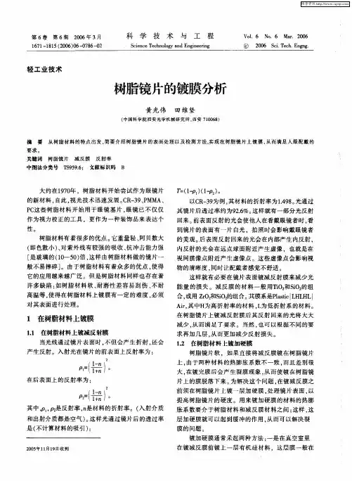 树脂镜片的镀膜分析