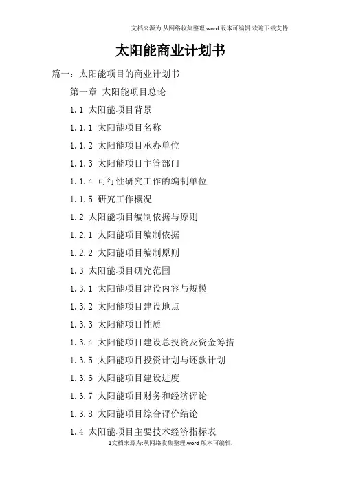 太阳能商业计划书doc