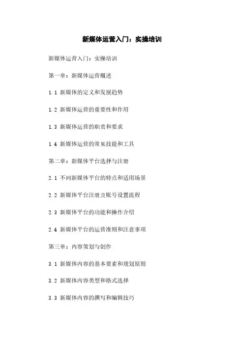 新媒体运营入门：实操培训