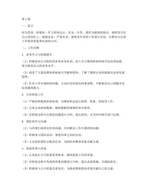 煤炭检验年度个人总结(3篇)