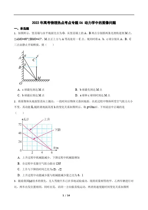 2022年高考物理热点考点专题06 动力学中的图像问题