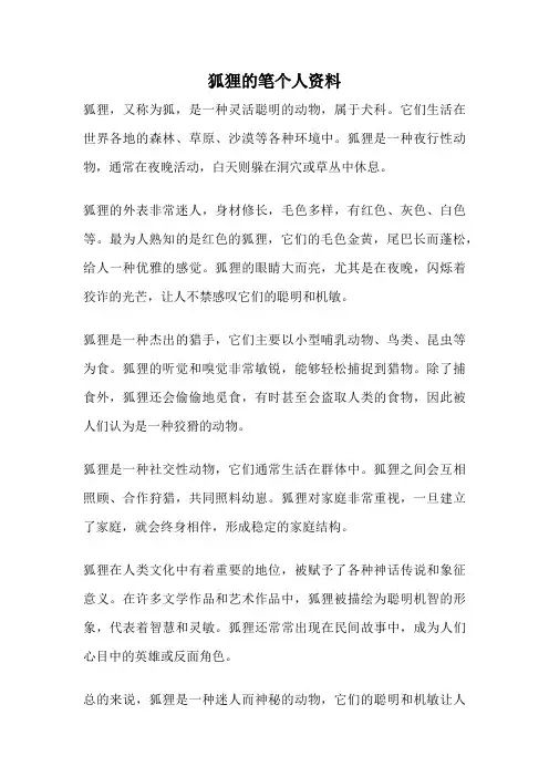 狐狸的笔个人资料
