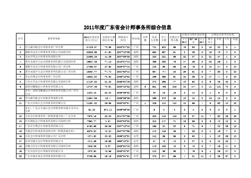 广东省2012年会计师事务所排名