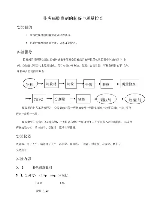 扑炎痛胶囊剂的制备与质量检查