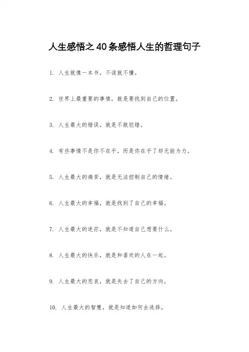 人生感悟之40条感悟人生的哲理句子