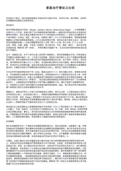 家庭治疗理论之比较