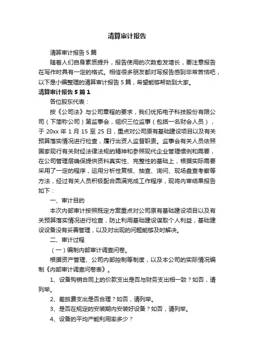 清算审计报告5篇