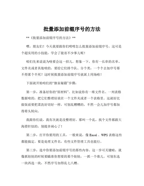批量添加前缀序号的方法