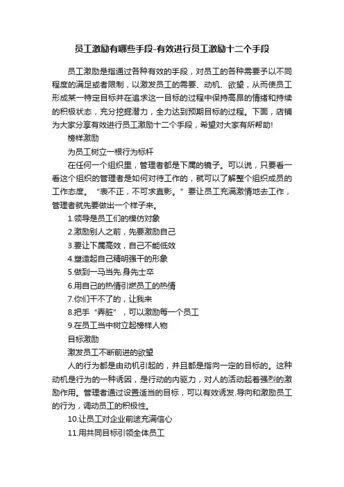 员工激励有哪些手段-有效进行员工激励十二个手段