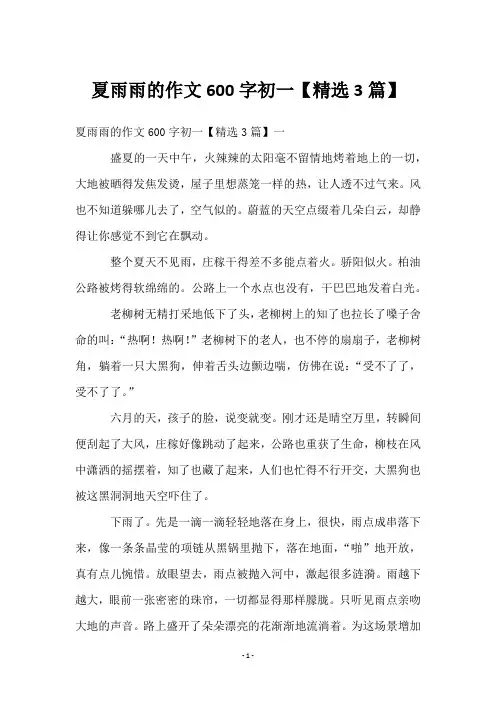 夏雨雨的作文600字初一【3篇】