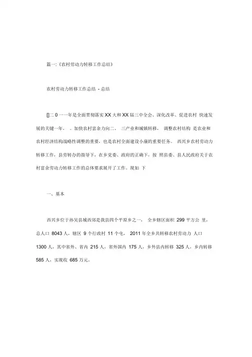 劳动力转移工作总结