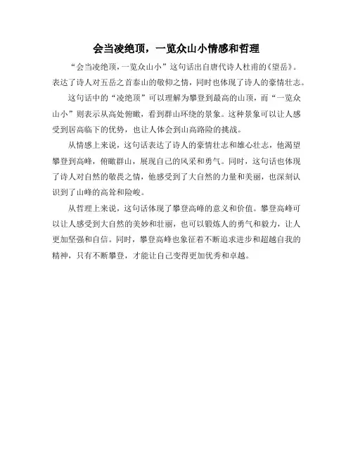 会当凌绝顶,一览众山小情感和哲理