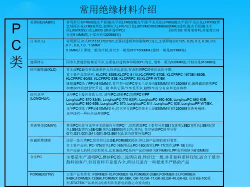 绝缘材料pC、PET、PVC