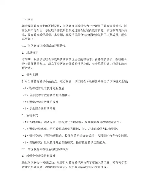学区联合体教研总结