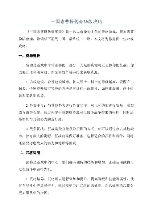 三国志曹操传豪华版攻略