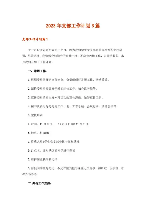 2023年支部工作计划3篇