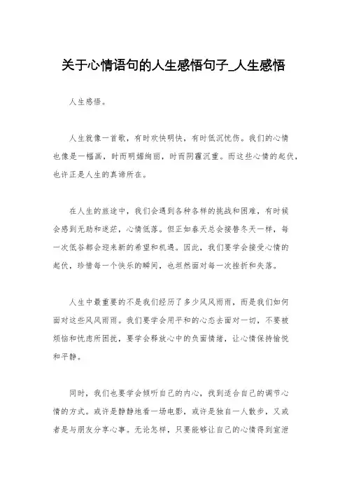 关于心情语句的人生感悟句子_人生感悟