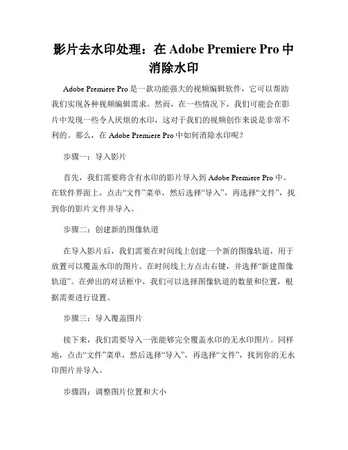 影片去水印处理 在Adobe Premiere Pro中消除水印