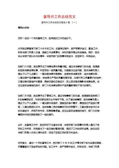 督导月工作总结范文5篇