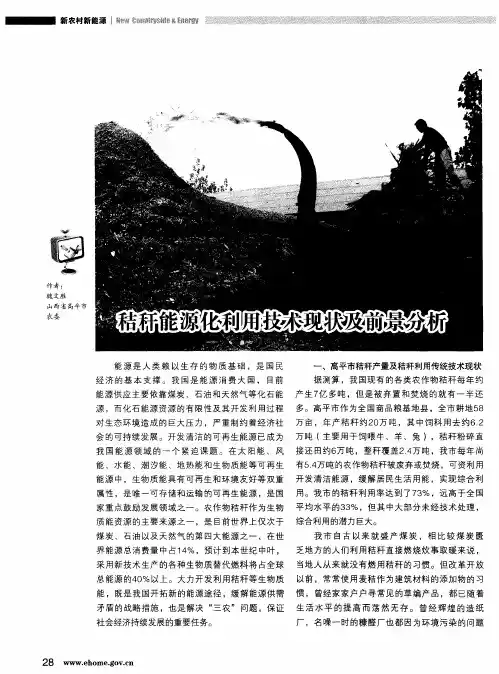 秸秆能源化利用技术现状及前景分析
