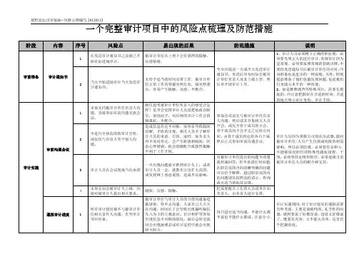一个完整审计项目中的风险点梳理及防范措施