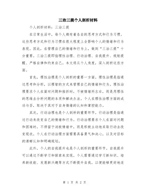 三治三提个人剖析材料