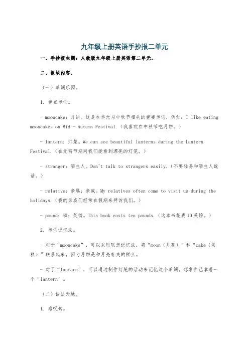 九年级上册英语手抄报二单元