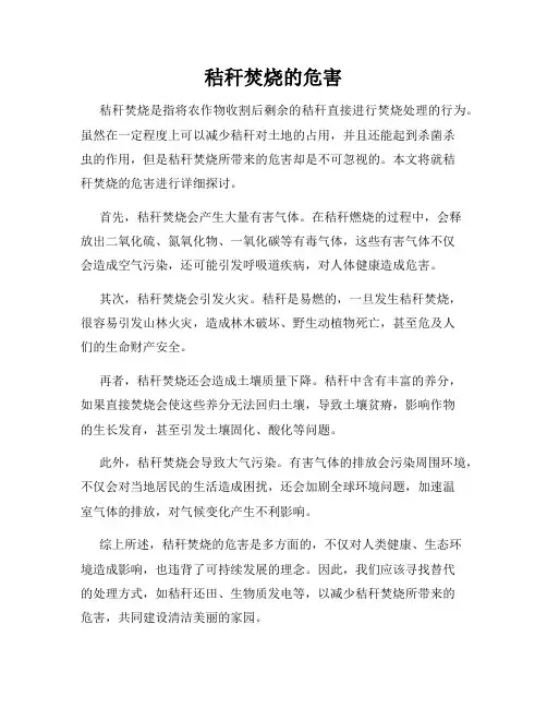 秸秆焚烧的危害