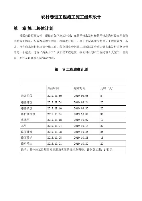 农村巷道工程施工组织设计