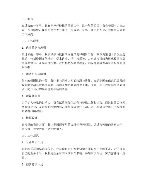 校报个人工作总结范文