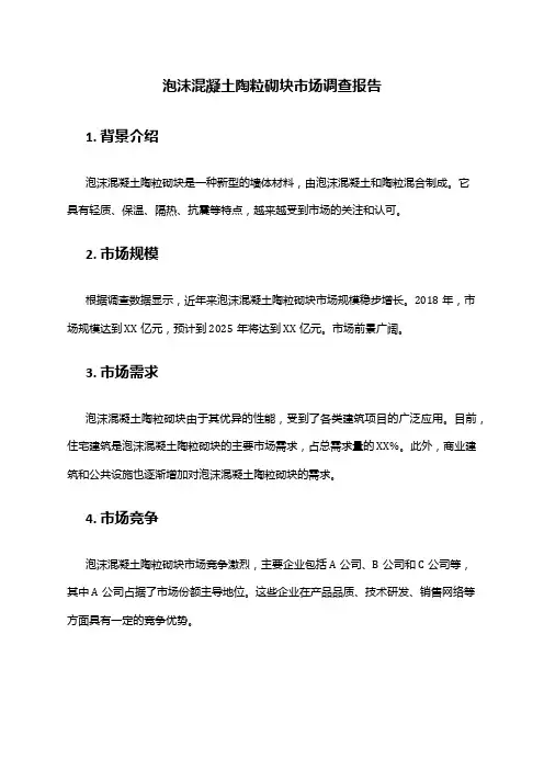 2024年泡沫混凝土陶粒砌块市场调查报告