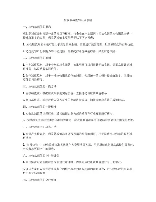 应收款减值知识点总结