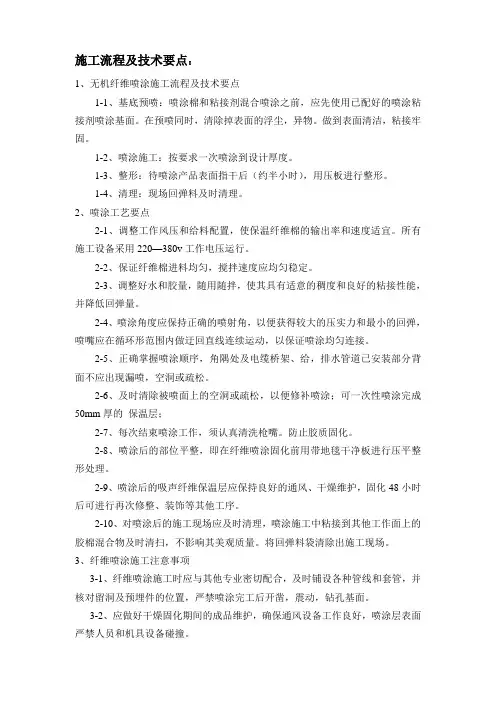 纤维喷涂材料主要技术指标