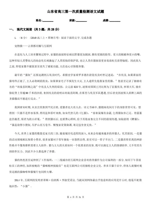 山东省高三第一次质量检测语文试题