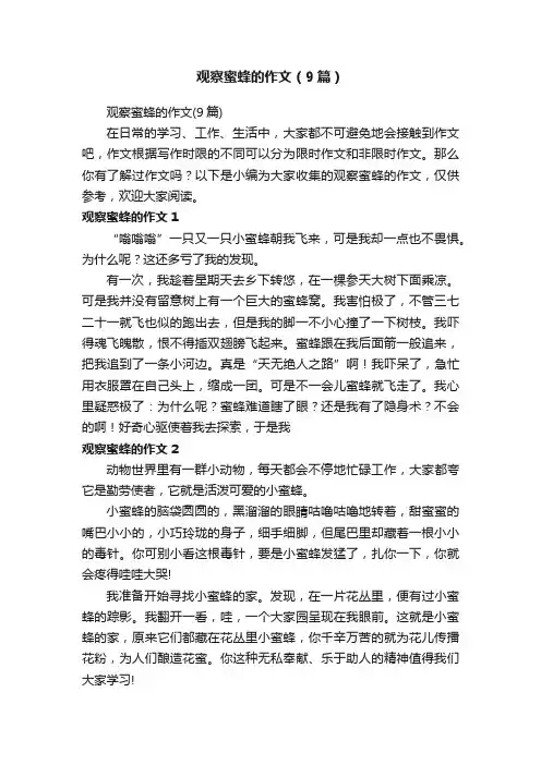 观察蜜蜂的作文（9篇）