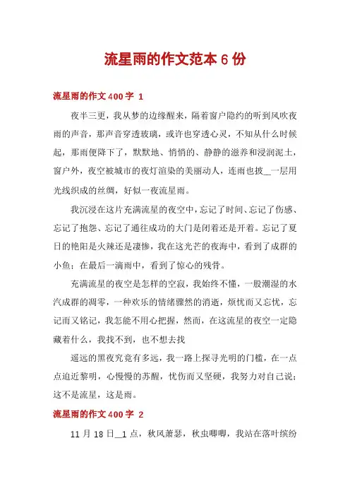流星雨的作文范本6份