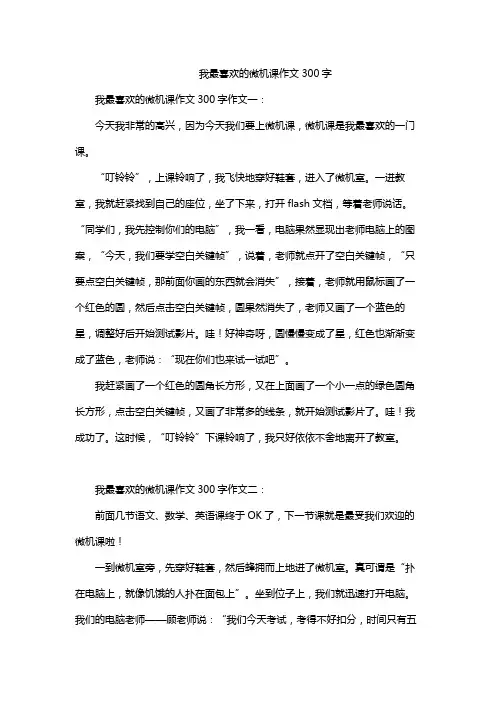 我最喜欢的微机课作文300字