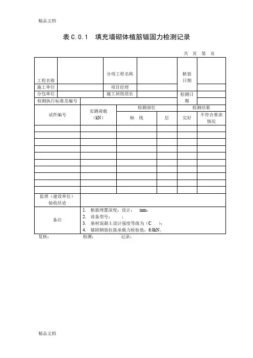 (整理)填充墙砌体植筋锚固力检测记录GB50203-.
