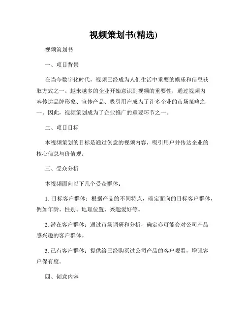 视频策划书(精选)