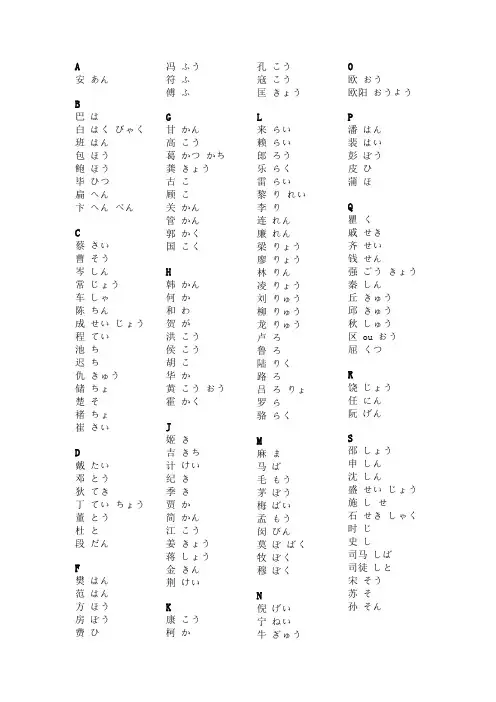 中国姓名日语发音