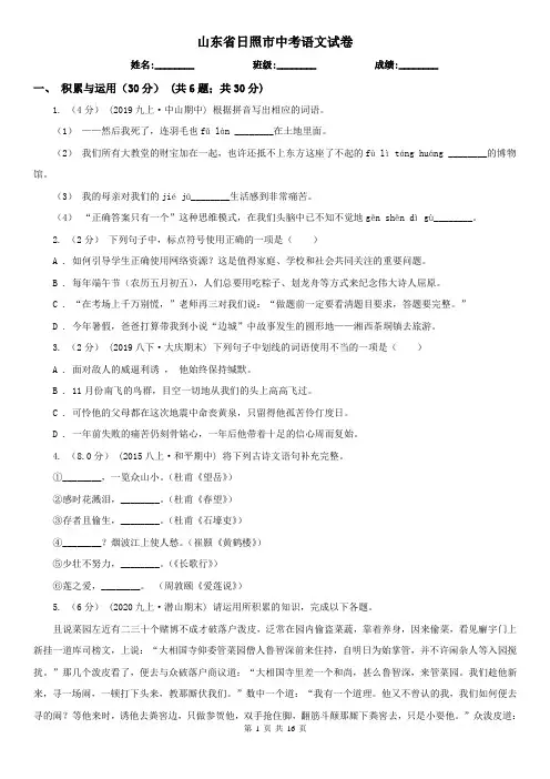 山东省日照市中考语文试卷