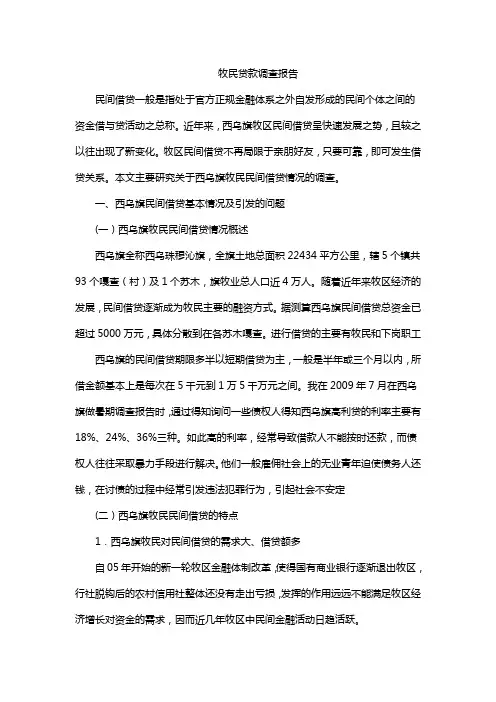 牧民贷款调查报告