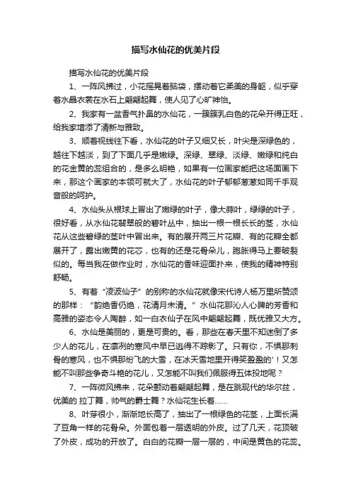 描写水仙花的优美片段
