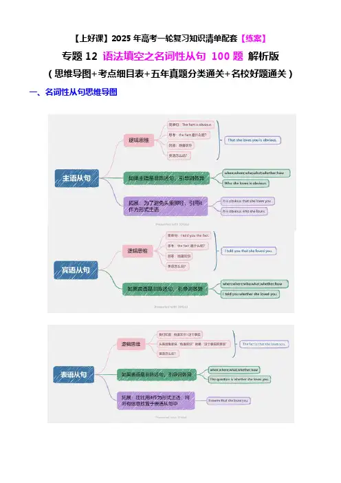 专题12 语法填空之名词性从句100题(练案)【口袋书】解析版(1)