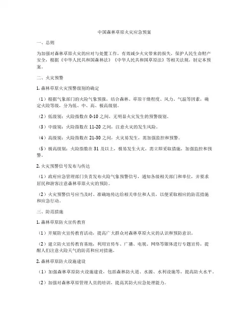 中国森林草原火灾应急预案